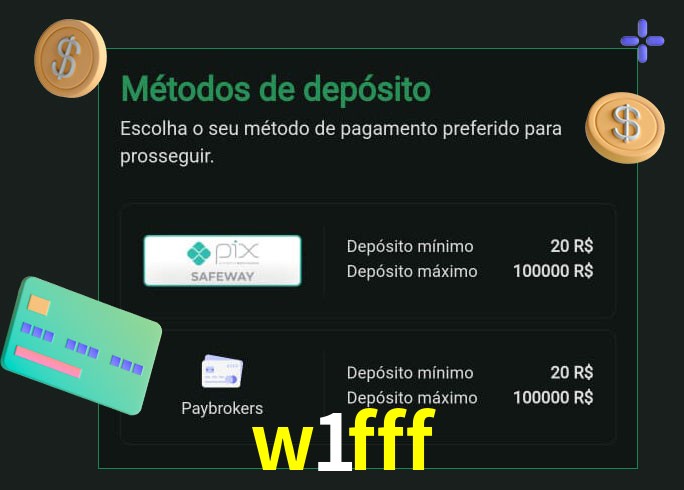 O cassino w1fff oferece uma grande variedade de métodos de pagamento